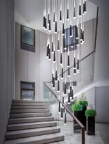 Stair chandelier living room lamp modern simple dining hall lamp Nordic creative light luxury lamps villa compound building large chandelier