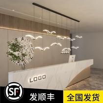 LED modern simple front desk chandelier strip home dining hall light office bar creative personality chandelier