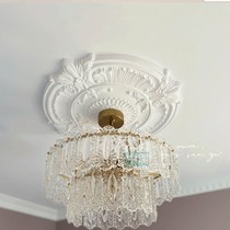 European style pu lamp Plate Round ceiling French mosaic combination lamp pool hollow carved plaster lamp holder shape decoration