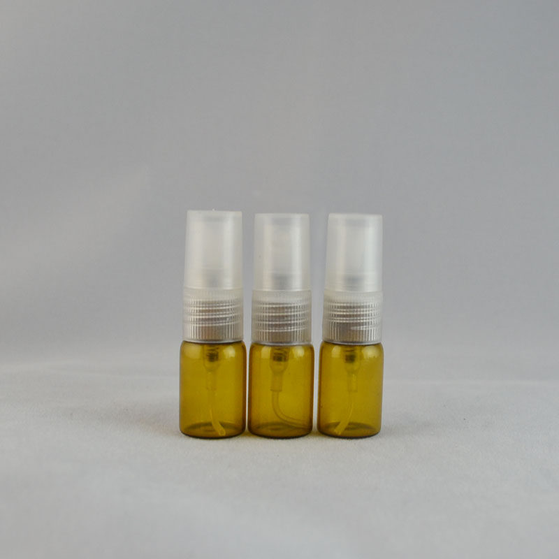 3ML brown glass bottle with spray-head perfume bottle divided into cute small bottles