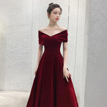 Toast bridal gown wine red color big code pregnant woman cover tummy small child wedding dresses evening gown lady banquets spring