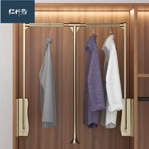 Wardrobe clothes bar cross bar stretch cloakroom lifting clothes hanger pull-down type lifting clothes hanger hanging rod hanging clothes pass