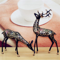 Pakistan bronze handicrafts imported bronze sculpture animal 16 inch couple Fushou Fu Gui pair of deer BT452