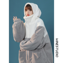 (Buy one get one free) Lamb hair coat womens autumn and winter long sleeves salt sweet cotton-padded jacket lamb velvet niche cotton jacket