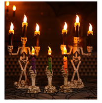 Halloween ornament portable glowing pumpkin lantern simulation skeleton candle holder scene arrangement props lamp ornaments