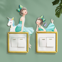 Light extravagant girl switch decorative protective sleeve frame cover sticker cover ugly wall socket frame light Off to creative home
