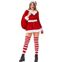 2018 Christmas new products Santa Claus costumes Christmas V neckline dress dress European and American Christmas stage dress up
