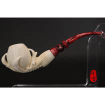 New Turkey Reis Ornament handmade carved dragon catch egg sepiolite pipe special material L31
