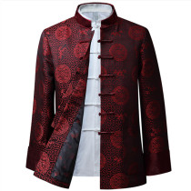 Chinese style Tang suit mens long sleeve coat autumn thick jacket mens father dress casual ethnic clothing Chinese coat