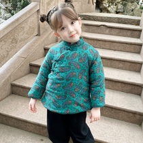 Childrens Tang suit winter short style of the Republic of China wind small cotton coat girl thick Chinese coat baby flower Flower