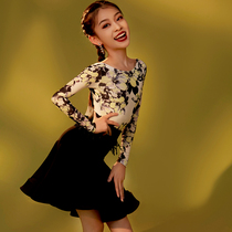 Star dance dress Latin skirt new floral pattern girls and childrens adult performance clothes show temperament Internet celebrity with the same art examination clothes