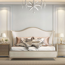 American solid wood bed leather double bed master bedroom light luxury ingot Princess furniture Emperor bed modern French wedding bed