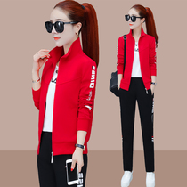 Jordan tide sports suit women Spring and Autumn three sets 361 fashion stand neck cardigan casual slim sportswear