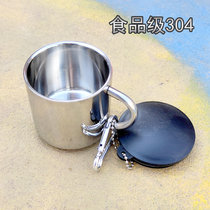 Thickened stainless steel cup handle anti-fall double-layer 304 cup anti-scalding coffee cup portable can hold boiling water with lid