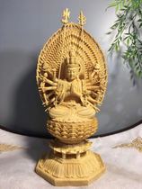 Cypress carving Thousand Hands Guanyin Bodhisattva Buddha Statue Home Enshrined Ornaments Crafts