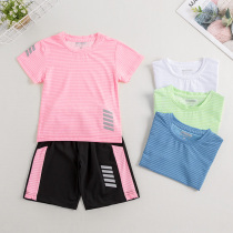 Girl Suit Children Dress Summer Dress 2022 New CUHK Child Foreign Air Speed Dry Clothes Girl Short Sleeves Two Sets Night Light
