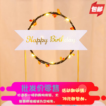 LED Warm Light Flower Rings Inserts Birthday Cake Decoration Inserts Meritocratic Romantic Warm Light Vines Insert Flag Cake Inserts
