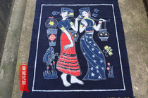 Yunnan Batik Painting Bar Tea House Curtain Batik Hanging Painting Ethnic Minority Characters Cloth Painting 83 * 100cm
