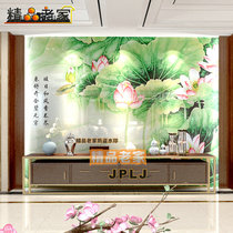 Custom Carved Tempered Decorative Art Glass New Chinese Classical Home Bedroom Study TV Backwall Lotus