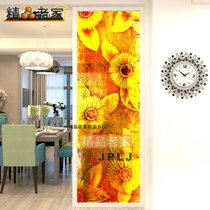 Partition Wall Screen Light Transmission Steel Fication Living Room Genguan Modern American Decorative Art Glass Engraving Flowers Sunflower