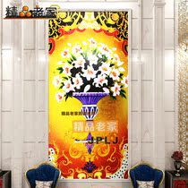 Customized modern European home Porch restaurant aisle decoration background wall art glass carved tempered Lily