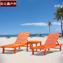 Outdoor recliner Patio Balcony bed Pool Beach rattan chair Sofa bed Outdoor open-air leisure waterproof solid wood chair