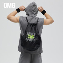 OMG sports tide tag waterproof sports pumping shoulder bag for men and women fitness bag training basketball bag fashion collection bag