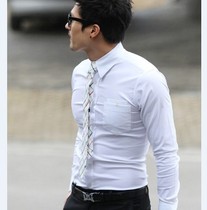 Korean business spring white new mens business casual characteristic shirt shirt cotton slim