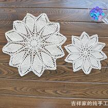 Mascot Forest Department Handcrafted Crochet Hook Flower Disc Cushion Pure Cotton Woven Shot props Decorative Cushion White Rice