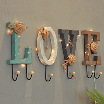 American retro creative decoration wall porch entrance door wall letter coat hook living room wall key adhesive hook