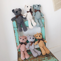 100-day-old baby with small doll knitted texture bear six colors