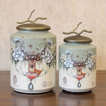 American ceramic storage jar Creative entrance ornaments European vintage living room soft decoration home accessories storage box
