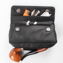 Pipe PU leather two-bucket bag moisturizing cigarette bag large capacity pipe accessories bag portable men's hand