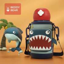 Cup bear new childrens thermos cup pocket shark elephant with straw cover three-way drop-proof water cup for men and women babies