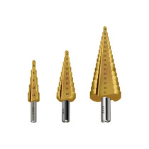 Wholesale multi-function high-speed steel hexagonal handle pagoda drill straight groove spiral step drill reamer set step drill