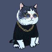 Large plush embroidery cloth stickers gold chain cat glasses Cat DIY clothes decoration stickers sweater vests subsidy