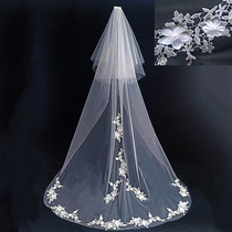 2021 new head yarn 3 m bride's main wedding dress net red photo wedding head yarn long tail white