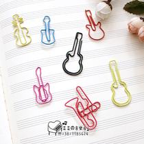 Music stationery color electric guitar violin trumpet shape metal paper clip booklet slip clip
