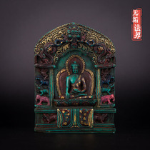 Tibetan legend Shakyamuni Buddha clay sculpture mini shrine Old Buddha carving exquisite Tibet special collection