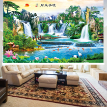 Chinese style landscape rolling curtain painting office living room ink shading insulation lifting roll curtain decoration painting