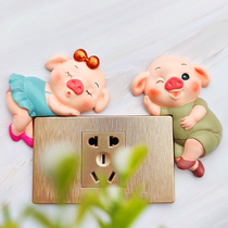 Wall Switch Trim Patch Wall Stickup Cute Cartoon Animal Home Creative Little Fresh Four Open Switch Stick Protective Sleeve