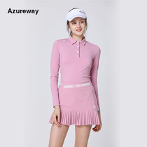 Golf clothing womens spring and autumn long-sleeved T-shirt lapel collared POLO shirt skirt skirt suit womens clothing
