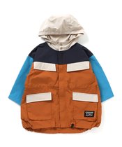 Japan BREEZE 2023 Spring childrens dress baby collage waterproof zipper with cap overalls pocket windcoat jacket