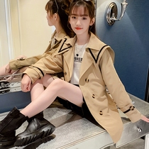 2021 Spring and Autumn New Korean version of foreign style girls Net red long windbreaker coat coat middle child Fashion double-breasted