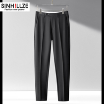 Black suit pants Mens summer casual business straight trousers Hanging free ironing professional formal thin suit pants