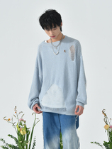 Vanvoser playthings irregular openwork sweater wear mohair solid color hole knitwear men and women with the same