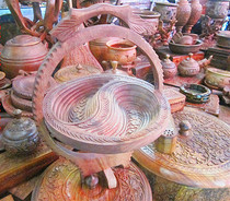 Pakistani specialty handicrafts boutique fruit peach wood carving new products special gifts basket promotion