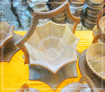 Pakistan craft gift Walnut Wood Carving handmade most large cm 40 fruit basket carving