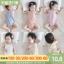 Super Western style baby childrens one-piece clothes Pajamas cute suit Female baby thin summer dress camisole bag fart coat