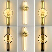 All copper new Chinese wall lamp living room TV background wall lamp aisle study sika deer a pair of bedroom bedside lamps